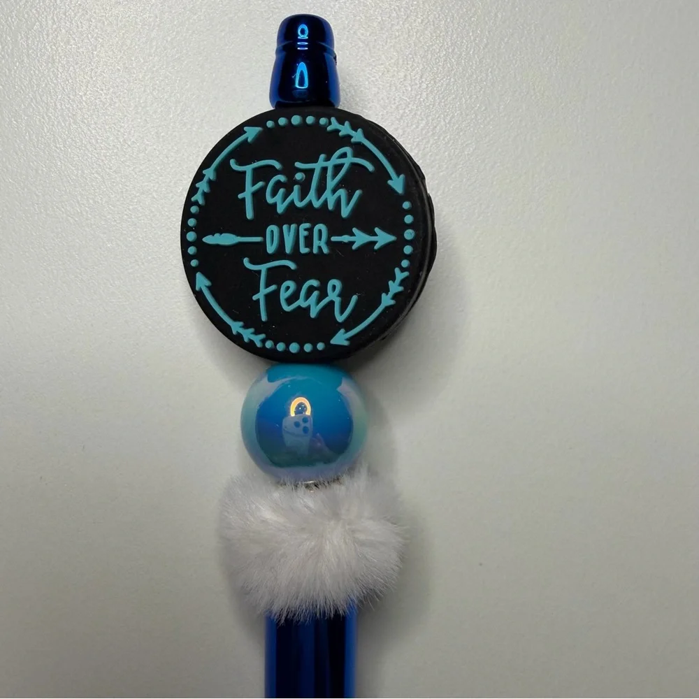 Handmade Faith Over Fear Beadable Pen + Mystery Stickers